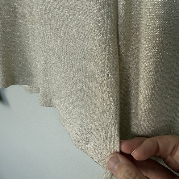 J McLaughlin Gold Sparkle Ruffle Knit Top Size XS Party Glam‎ Shimmer Feminine - Picture 4 of 7
